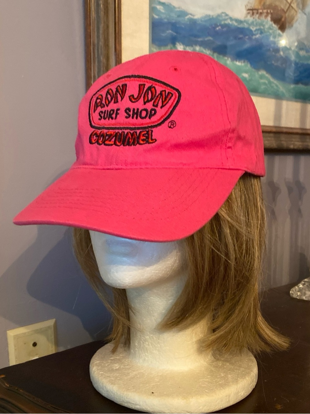 Ron Jon Surf Shop Hot Pink Hat Adjustable Adult Size OSFA Cozumel Pink Ball Cap